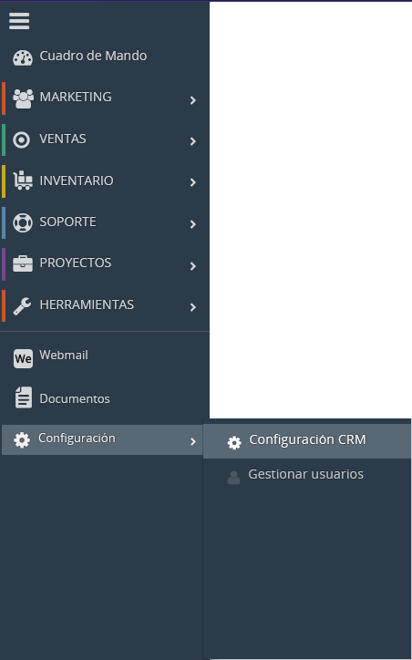 Acceso a Configuración CRM