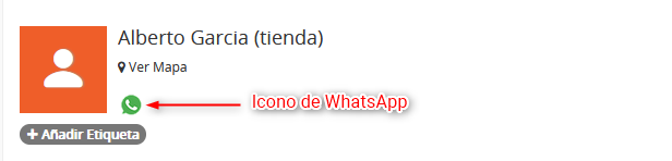 Icono de WhatsApp en la ficha de un contacto