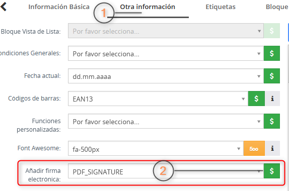 Variable Firma electrónica en la plantilla PDF