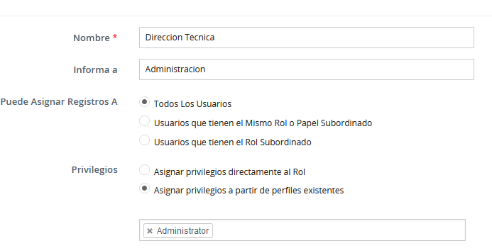 Asociar un perfil a un rol