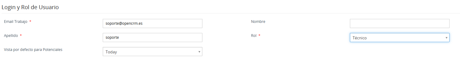 Campo Rol en la ficha del usuario