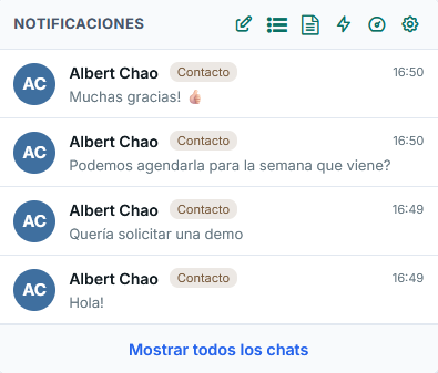 Ventana de notificaciones de WhatsApp monolínea
